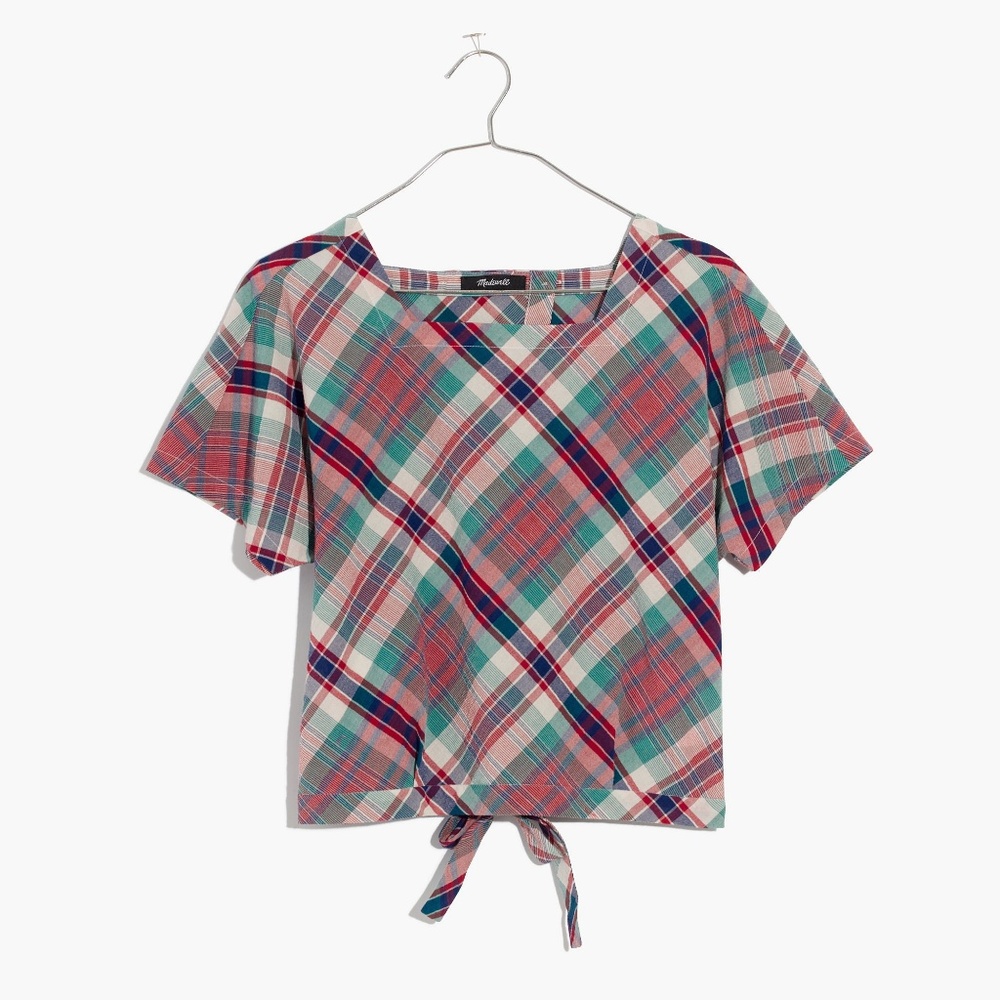 MADEWELL Plaid Tie Back Top